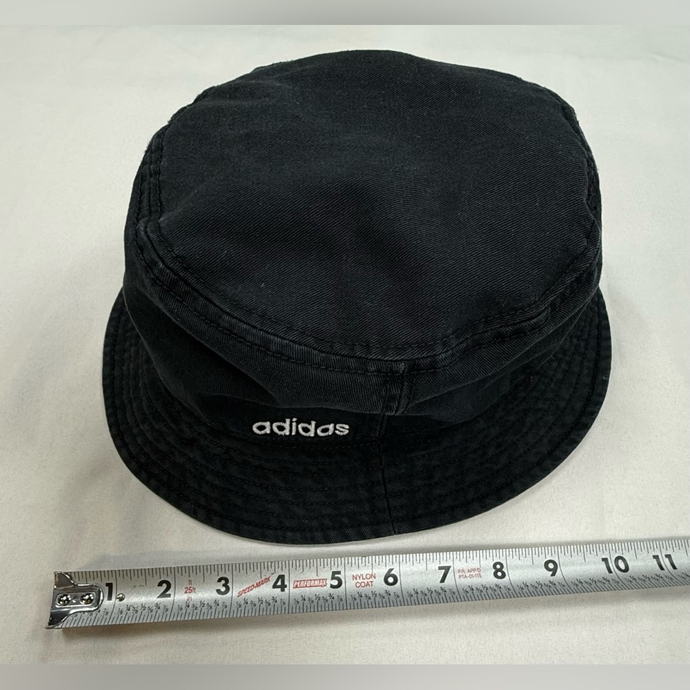 Adidas Denim Black Bucket Hat with White Logo Y2K - Picture 7 of 8